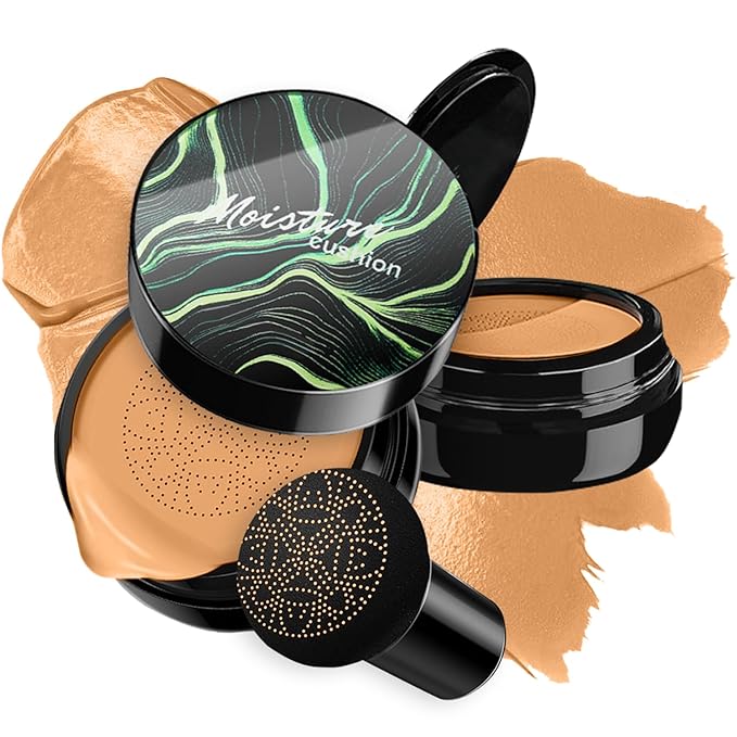 Mushroom Head Air Cushion CC Cream BB Cream Even Skin Tone Liquid Foundation, Concealer Lasting Makeup Base Primer (#06 Brown)