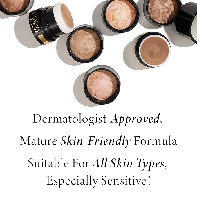 LAURA GELLER NEW YORK Award-Winning Baked Balance-n-Brighten To Go Travel Size Color Correcting Powder Foundation - Porcelain - Buildable Light to Medium Coverage - Demi-Matte Natural