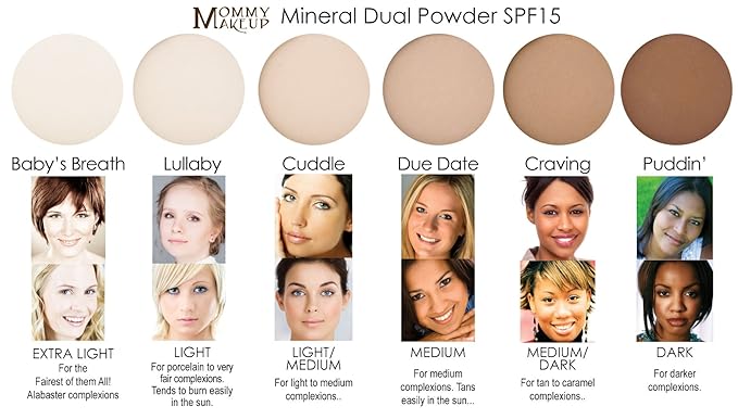Mineral Dual Powder in Due Date (Medium) | 4-in-1 Pressed Mineral Foundation with SPF 15 for Flawless Glow & Soft Looking Skin | Oil Free, Talc Free, Gluten Free | 0.45 Oz | by Mommy Makeup
