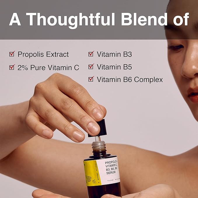 TOUN28 Propolis Vitamin C B3 B5 B6 Serum 1.01 fl.oz / 30ml | Nutrient Face Serum for Dry and Tired Skin | With Propolis and Pure Vitamin C | Allergen-free and Cruelty-free