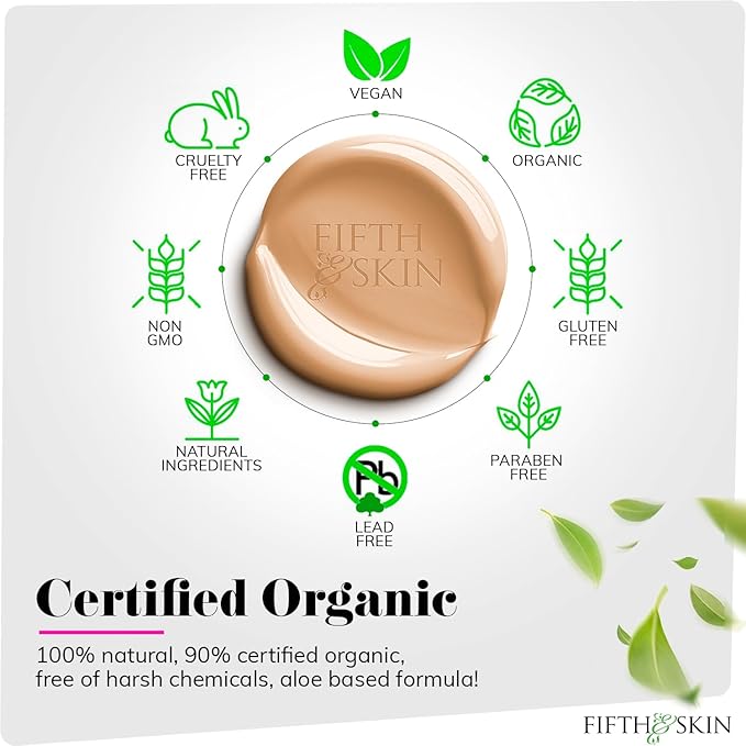 Fifth & Skin: Better’n Ur Skin Liquid Foundation (PORCELAIN) - Natural, Organic, Vegan, Cruelty-Free - Gluten-Free Beauty with Buildable Coverage and Palm-Free Luxury - 1 oz