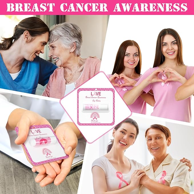 30 Pack Breast Cancer Awareness Favors Bulk Lip Balms Gifts Pink Ribbon Lip Balms Favors Breast Cancer Awareness Month Accessories Support Party Items Decorations for Women Men Survivors