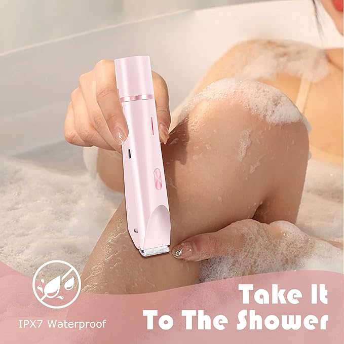 2-in-1 Women's Electric Shaver, Waterproof Cordless Bikini Trimmer & Body Razor, Dual Head Pain-Free Design, Pink Galaxy (2025)