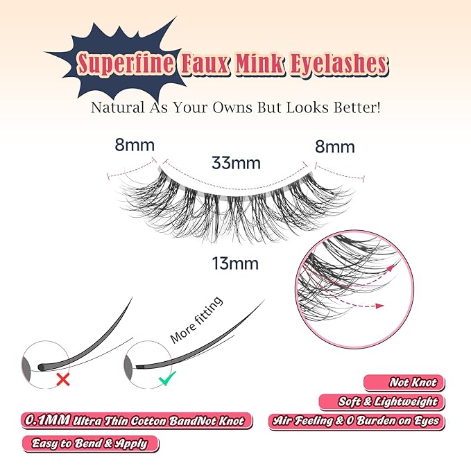 Wispy Lashes Natural Look False Eyelashes 13MM Eye Lash Pack 3D Volume Fake Eyelashes 7 Pair Siligli