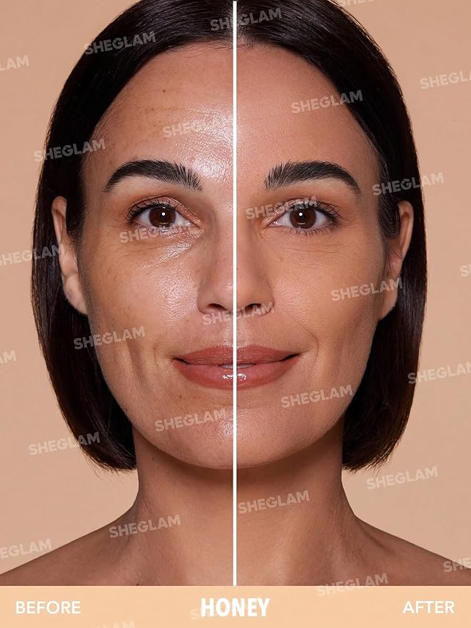 SHEGLAM SKin-Focus Full Coverage Powder Foundation Oil-Control Lightweight Face Pressed Powder Makeup-Acorn