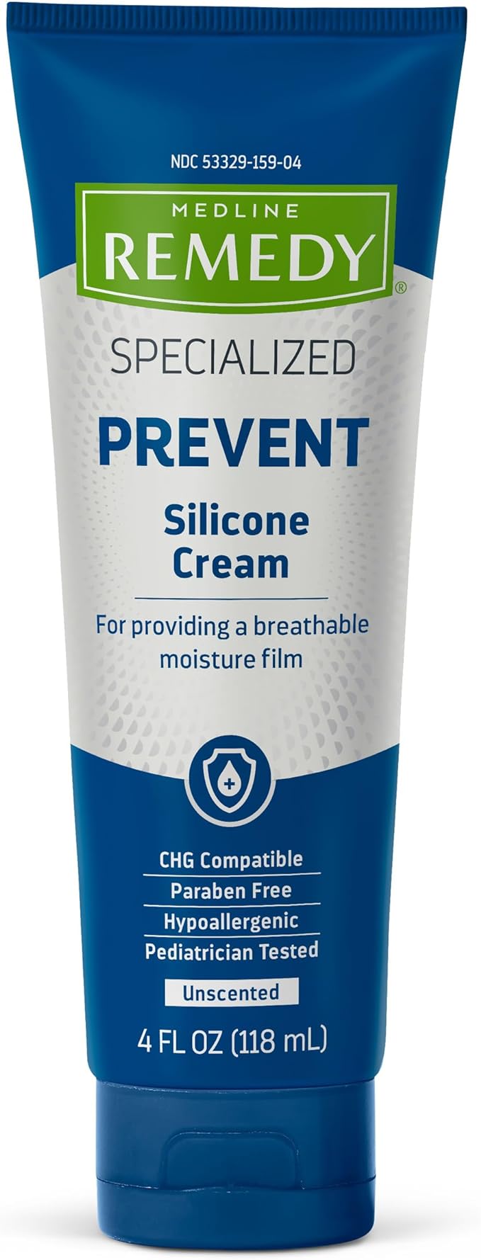 Medline Remedy Specialized Silicone Cream, Unscented (4 fl oz), Gentle Breathable Film for All Ages, Paraben-free and Hypoallergenic Skin Care, Barrier for Dry Cracked Skin