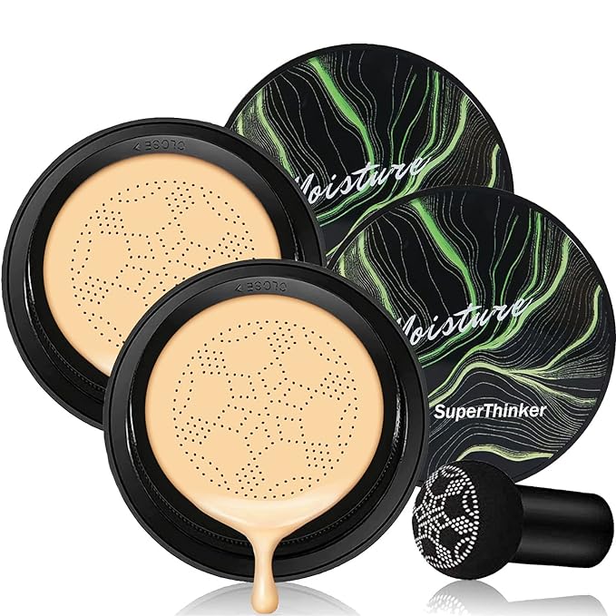 Mushroom Head Air Cushion CC Cream, BB Cream Face Makeup Foundation for Mature Skin Moisturizing Concealer Brighten Long-Lasting, Even Skin Tone for All Skin Types