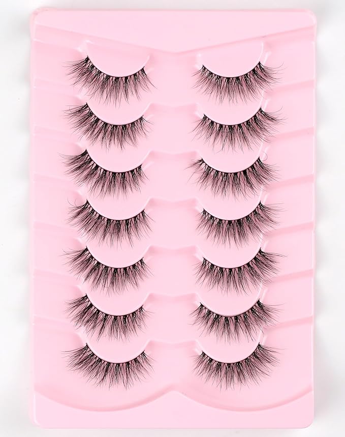Eyelashes Natural Look Strip Lashes Wispy Natural Mink Lashes Volume Lash Fluffy Fake Eyelashes C Curl False Lashes Thick Eyelashes 7 Pairs