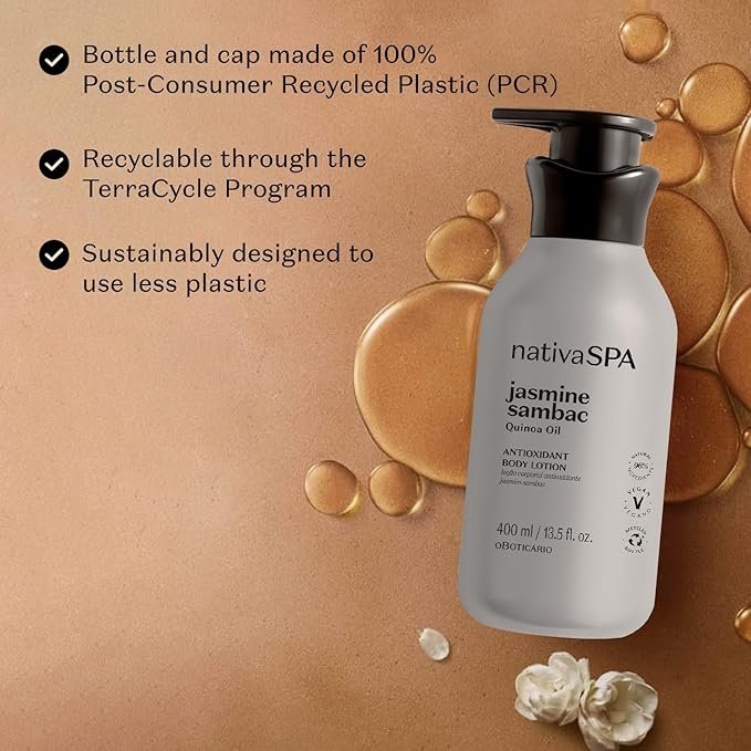 Nativa SPA by O Boticario Jasmin Sambac Anti-Stress Body Lotion, Fragranced Moisturizer Enriched with Purified Quinoa Drops to Boost Hydration, 13.5 Ounce (400ml)