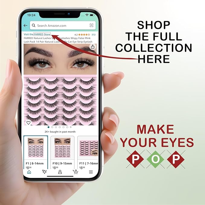 FARRED Wispy Lashes Hybrid Mink Eyelashes 14 Pairs Short Cat Eye Natural Fluffy False Eyelashes Faux Mink Strip Eye Lashes Pack for Daily Makeup (F18 | 8-14 mm)