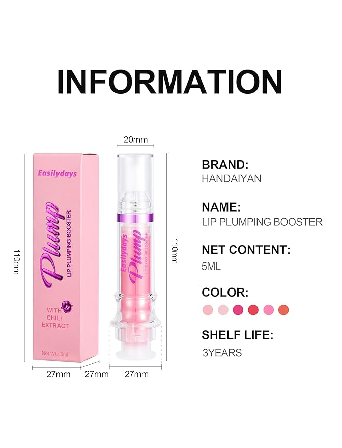 3 Colors Lifter Gloss, Spicy Lip Plumping Booster Lip Glossy Lipstick, Hydrating, Volumizes, High-Shine, Fuller Mirror Lip Glaze, Plump &Pout Lip Plumper for Women Girls, Set #04,05,06