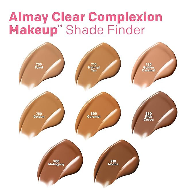 Almay Clear Complexion Acne Foundation Makeup with Salicylic Acid - Lightweight, Medium Coverage, Hypoallergenic, Fragrance-Free, for Sensitive Skin, 099 Porcelain, 1 fl oz.