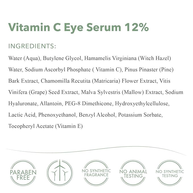 emerginC Vitamin C Eye Serum 12% - Gentle Eye Serum with Chamomile + Grape Seed Extract to Target the Appearance of Fine Lines, Puffiness + Pigmentation (0.5 oz, 15 ml)