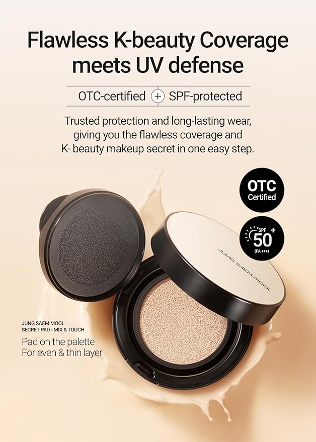 [JUNGSAEMMOOL OFFICIAL] Essential Skin Nuder Cushion (05 Light) | Refill not Included | Natural Finish | SPF50 Broad Spectrum | Korean Makeup Artist Brand | Cream Foundation