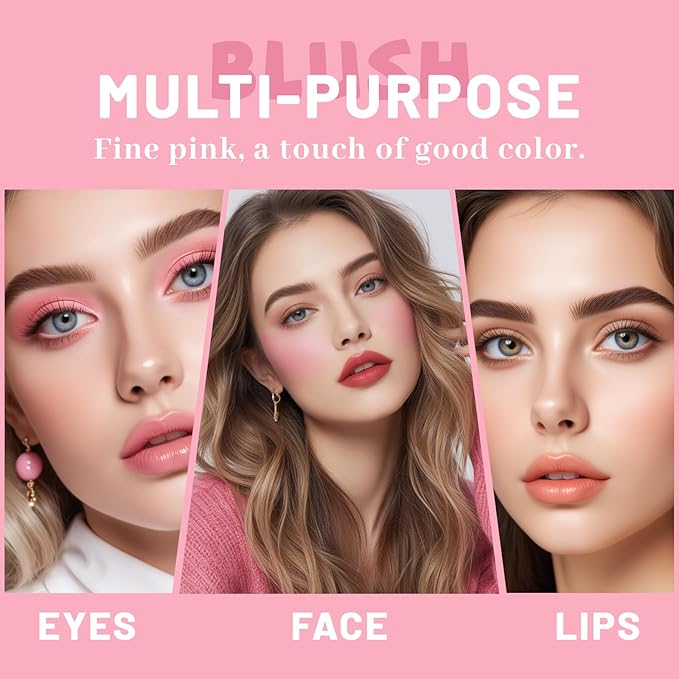 4 Pcs Jelly Blush Stick,Sheer Lip & Cheek Stain Makeup Cooling Water Jelly Tint, Multiple Use Long Lasting Jelly Texture Non-Stick Blush for Cheeks, Pigmented Waterproof Makeup Blush