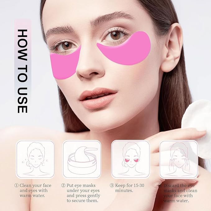 5 Pairs Under Eye Patches - Silicone Reusable Eye Patches Reduce Wrinkles and Fine Lines, Pair With Metal Eye Cream Applicator, Under Eye Mask for Skin Care Effect to Reduce Wrinkles Fine Lines