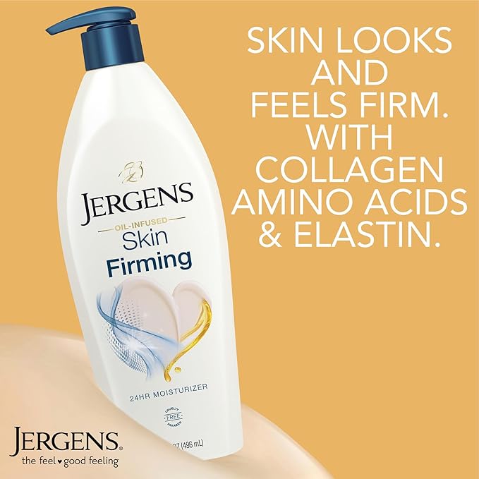 Jergens Skin Firming Body Lotion for Dry to Extra Dry Skin, Skin Tightening Cream with Collagen and Elastin, Hydralucence Blend Formula, 16.8 oz