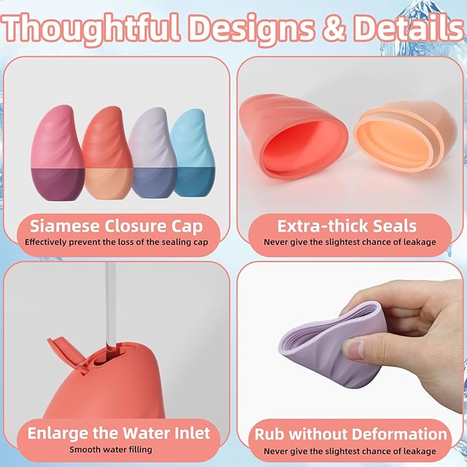 Silicone Facial Ice Cube Roller Massager, Facial Beauty Care Tool, Reusable Face Ice Mold - Brighten Skin, Reduce Puffiness (Rose Red)