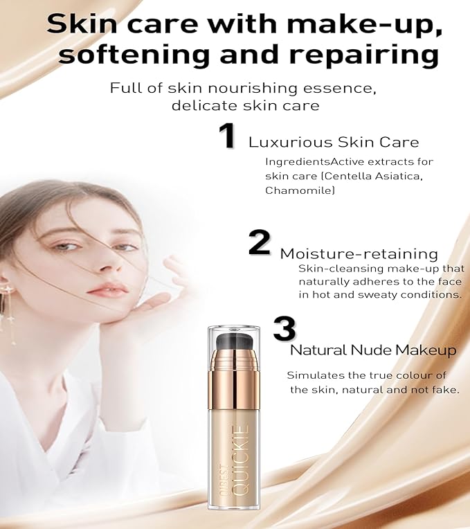 Mattte Liquid Concealer Foundation, Silky Foundation Mist Makeup, Breathable Blendable Lasting Formula, Moisturizing Repairing Makeup Primer, Flawless Coverage for Smooth Creamy Nude Finish (#03)