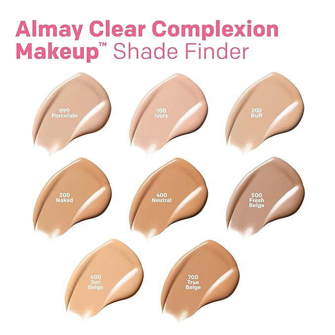 Almay Clear Complexion Acne Foundation Makeup with Salicylic Acid - Lightweight, Medium Coverage, Hypoallergenic, Fragrance-Free, for Sensitive Skin, 750 Golden, 1 fl oz.