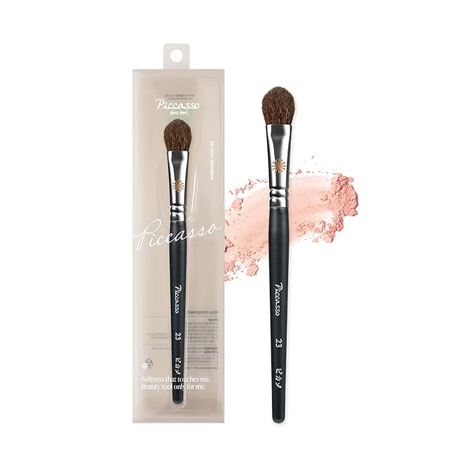 Piccasso 23 Small Blusher Brush – Precise Makeup Brush for Cheeks, Nose, and Chin, Soft Squirrel & Horse Hair for Delicate Application, Detail Face Brush for Daily Use, Korean Professional Beauty Tool