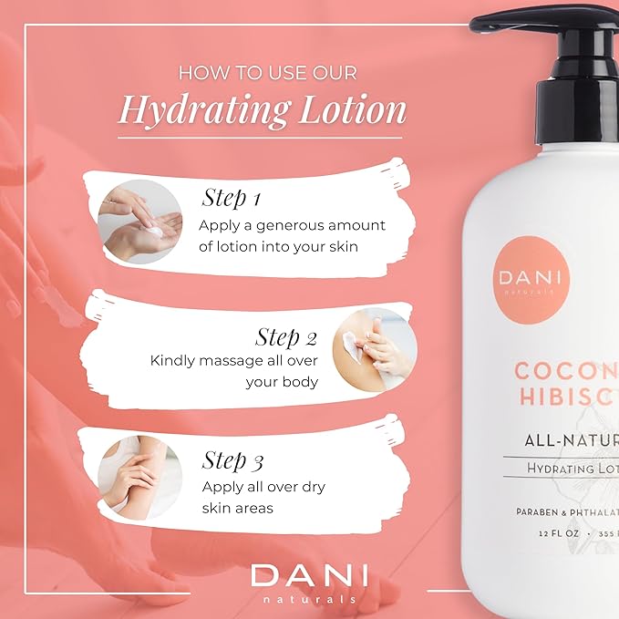 Naturals Hand & Body Lotion - Coconut Hibiscus Scented, Moisturizing & Nourishing Lotion for Dry Skin, Deep Hydration with Natural & Organic Ingredients, Paraben-Free, Vegan & Cruelty-Free, 12 Oz