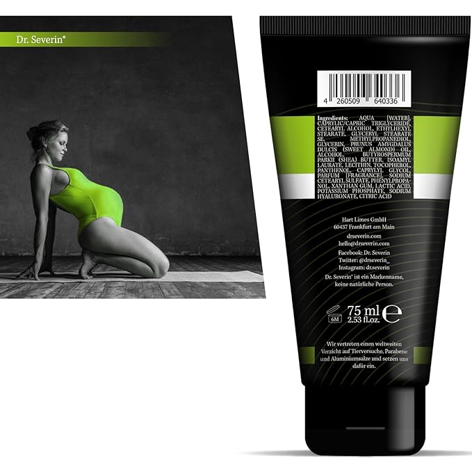 Anti-Stretch Solution: Dr. med. Severin® Stretch mark Cream powered by dual. Prevent + remove stretch marks during muscle building + pregnancy, effective ointment against stretch marks, innovative.
