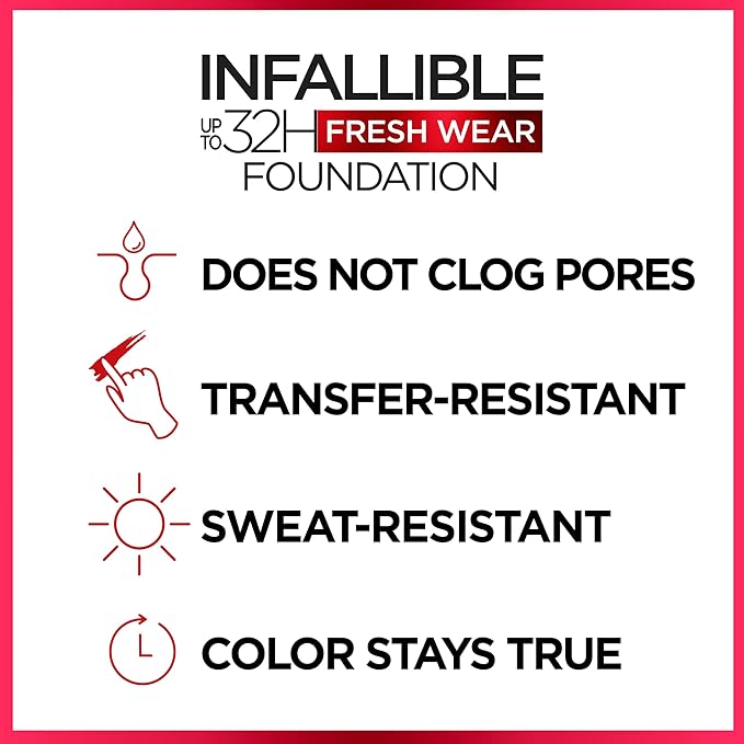 L'Oreal Paris Makeup Infallible Up to 32 Hour Fresh Wear Lightweight Foundation, 405 Porcelain, 1 Fl Oz, Packaging May Vary