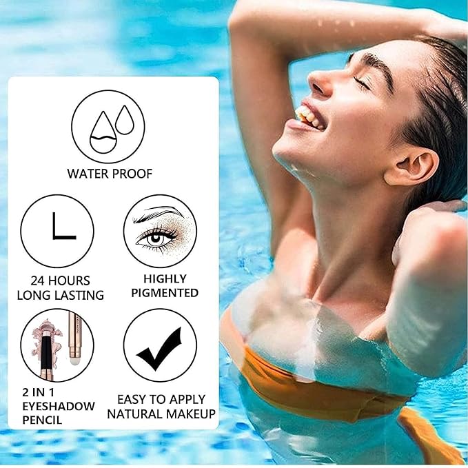 Cocoa Brown Eyeshadow Stick And Sponge Makeup Brush Cream Shimmer Smooth Shadow Pencil Eyeliner Long Lasting Waterproof Eye Shadow Highlighter Stick Hypoallergenic Multi-Dimensional Eyes Look ( # 07)