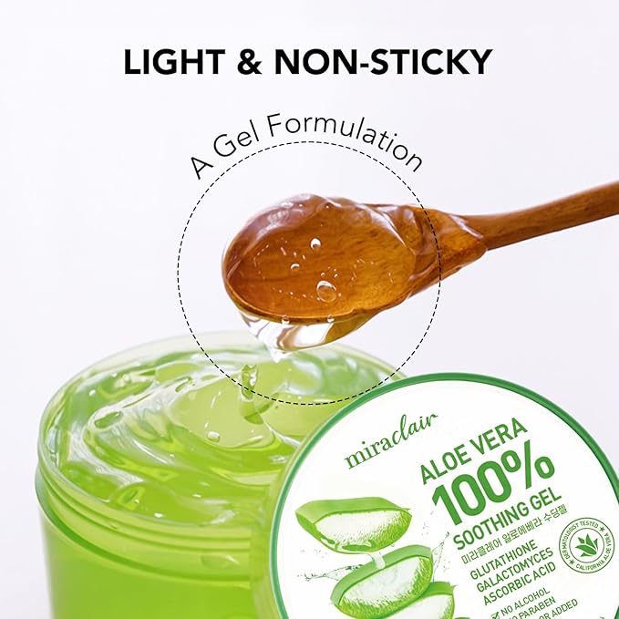 Aloe Vera Gel for Face, Skin, Hair & Sunburn Relief, Made with 100% Pure Aloe Gel for All Skin Types. Made in Korea. 300ml (10.1fl.oz) (3)