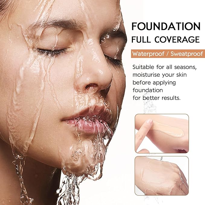 Matte Oil Control Concealer Foundation Flawless Soft Long Lasting Foundation Makeup,Waterproof Full Coverage Face Makeup Strong Concealer Foundation for Oily Acne Skin,1fl.oz (#105 Sand)