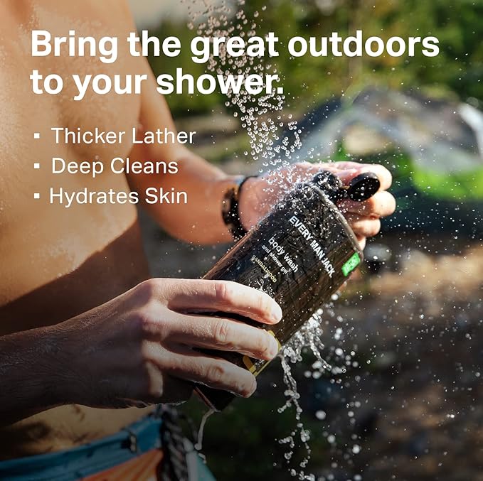 Every Man Jack Nourishing Pacific Cypress Mens Body Wash for All Skin Types - Naturally Derived Ingredients - Cleanse and Hydrate Skin with Coconut and Glycerin - 24oz 2 Bottles