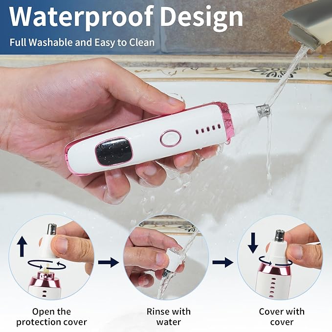 2025 Rechargeable Nose and Ear Hair Trimmer with LED Dispaly for Women Men,4 in 1 Painless Eyebrow & Facial Hair Trimmer with Powerful Motor,Ladies Wet & Dry Electric Razor (White)