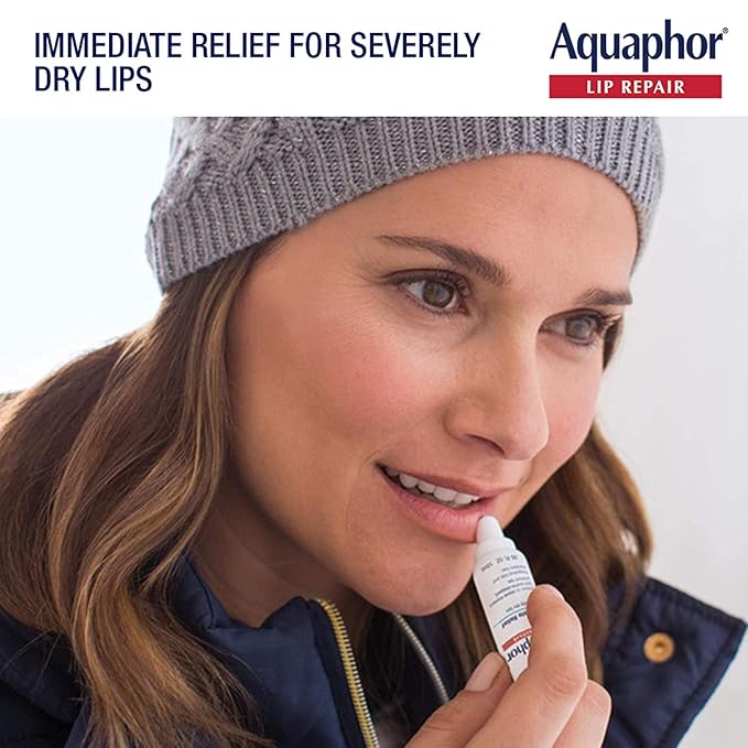 Aquaphor Lip Repair Ointment - Long-lasting Moisture to Soothe Dry Chapped Lips - .35 fl. oz. Tube (Pack of 2)