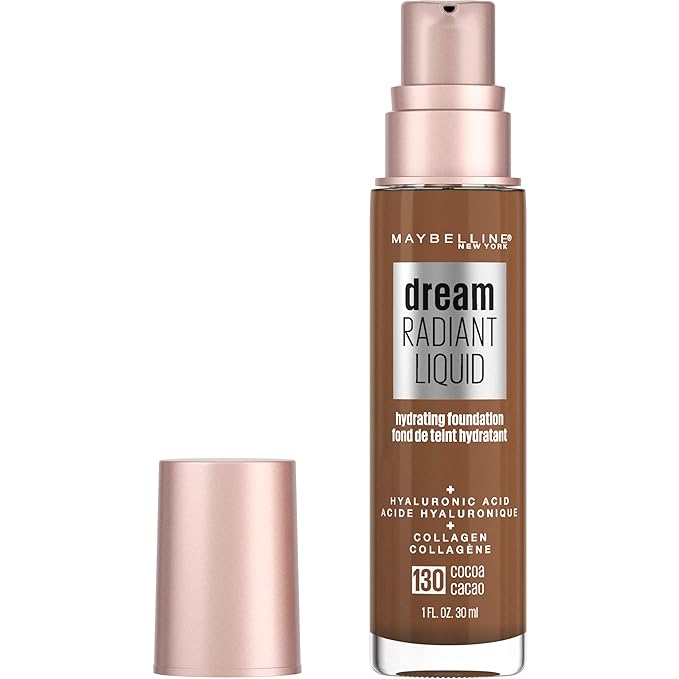 Maybelline Dream Radiant Liquid Medium Coverage Hydrating Makeup, Lightweight Liquid Foundation, Cocoa, 1 Count