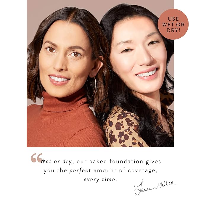 LAURA GELLER NEW YORK Baked Double Take Powder Foundation - Honey - Buildable Medium to Full Coverage - Matte Finish