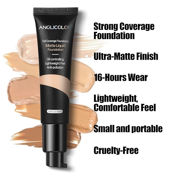 Matte Oil Control Concealer Foundation Flawless Soft Long Lasting Foundation Makeup,Waterproof Full Coverage Face Makeup Strong Concealer Foundation for Oily Acne Skin (#101 Porcelain)