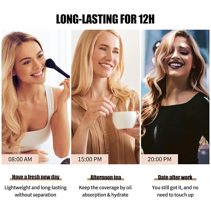 Matte Oil Control Concealer Foundation Flawless Soft Long Lasting Foundation Makeup,Waterproof Full Coverage Face Makeup Strong Concealer Foundation for Oily Acne Skin (#105 Sand)