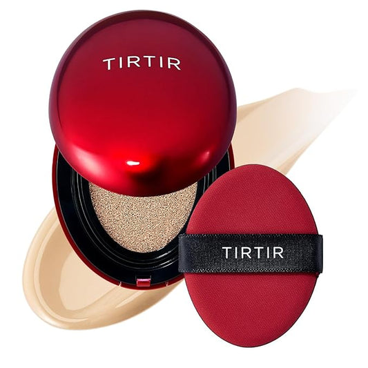 TIRTIR Mask Fit Red Cushion Foundation | Full coverage, Weightless, Skin fit, Satin Glow Finish, Korean Makeup BB Foundation, beauty, Tattoo cover up, Buildable (#21W Natural Ivory, 0.63 Fl Oz)