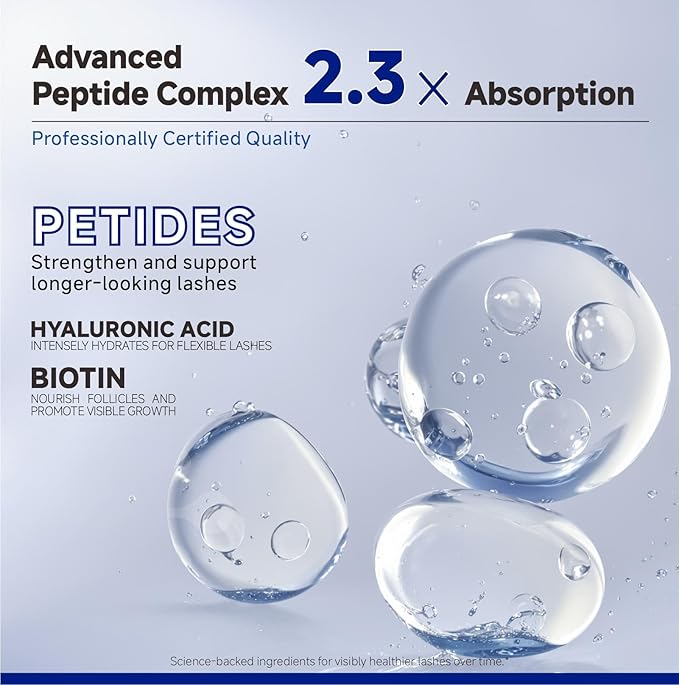 Lash Serum for Eyelash Growth – Eyelash Growth Serum Advanced Peptide Formula with 2.3× Absorption for Fuller, Thicker & Longer Lashes – Vegan & Cruelty-Free, Clinically Tested – 5ml