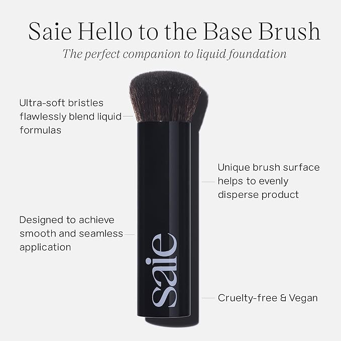 Saie The Base Foundation Brush for Liquid Makeup - Ultra-Soft Makeup Brush with Cruelty-Free, Synthetic Bristles - Designed for Foundation, Skin Tints & Cream Bronzers (1 Count)