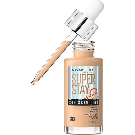 Maybelline Super Stay Up to 24HR Skin Tint, Radiant Light-to-Medium Coverage Foundation, Makeup Infused With Vitamin C, 310, 1 Count