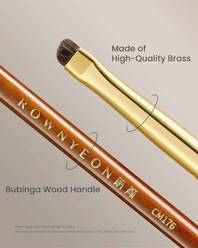 Desert Oak Series Soft-Angle Eyeshadow Brush - Curved Edge Pony Hair for Crease & Lash Lines, Bubinga Handle (CM 176)