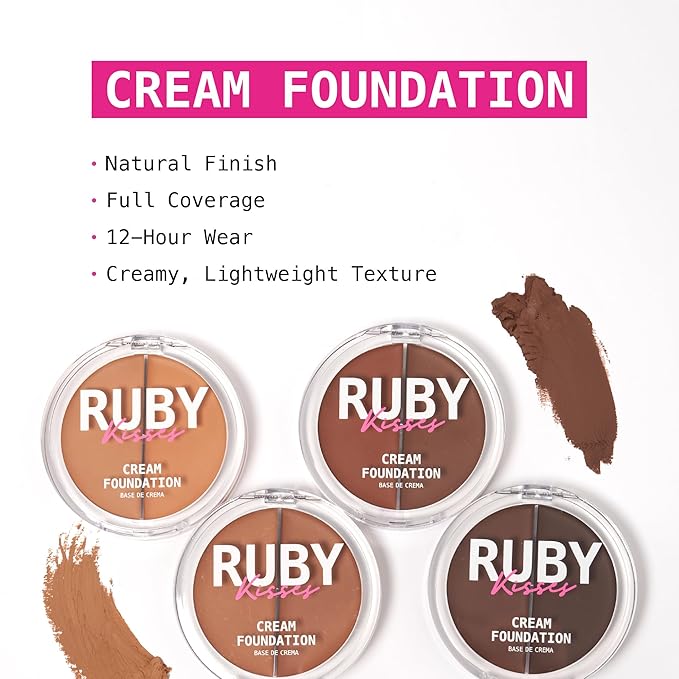 Ruby Kisses 3D Face Creator Cream Foundation & Concealer, 12 Hours Long Lasting, Medium to Full Coverage, Non-Greasy, Ideal for Makeup & Contour Palette (Level 7)