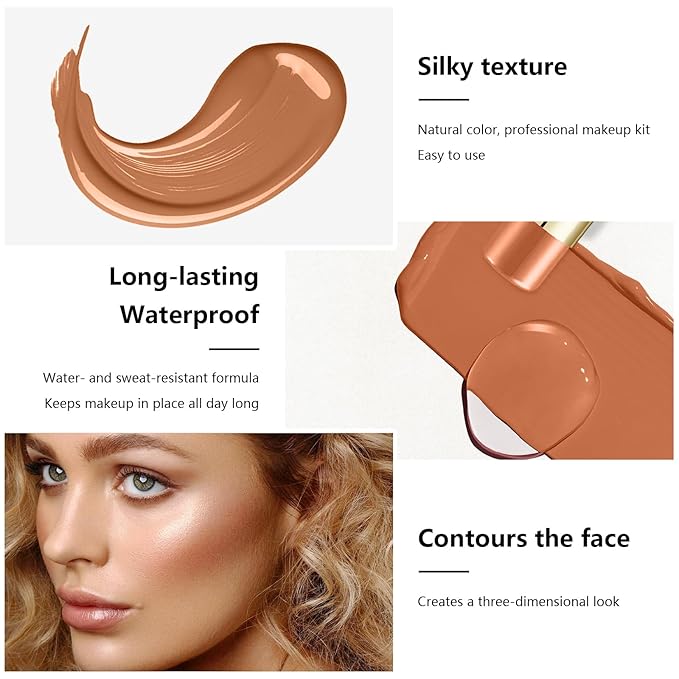 6 Colors Cream Contour Stick Makeup Contour Kit,Double-ended Cream Bronzer for Sculpt, Highlighter and Blush Stick Makeup Kit, Matte & Dewy Finish (SET C)