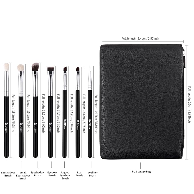 DUcare Makeup Brushes with Bag,15Pcs Makeup Brush Set Christmas Gift Travel Kabuki Foundation Blending Blush Eyeliner Shadow Brow Concealer Brushes Kit Black