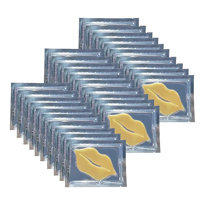 30 pieces of Moisturizing Collagen Crystal Lip Mask - Anti-Ageing & Anti Chapped, Reduce lip Wrinkles, Fade Lip Color, Make Skin Smooth And Firm Collagen Lip Pieces (Gold-Lip Mask) …