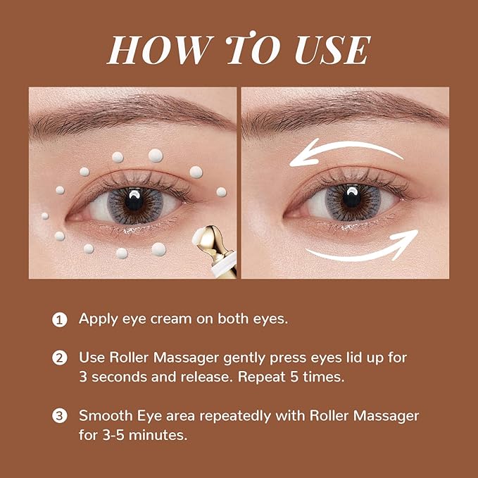 ANAI RUI Caffeine Eye Cream, Niacinamide Eye Cream for Dark Circles and Puffiness, Anti Aging & Friming Eye Cream with Eye Roller, Caffeine Under Eye Cream for Puffy Eyes, Bag Treatment 0.5 FL.OZ