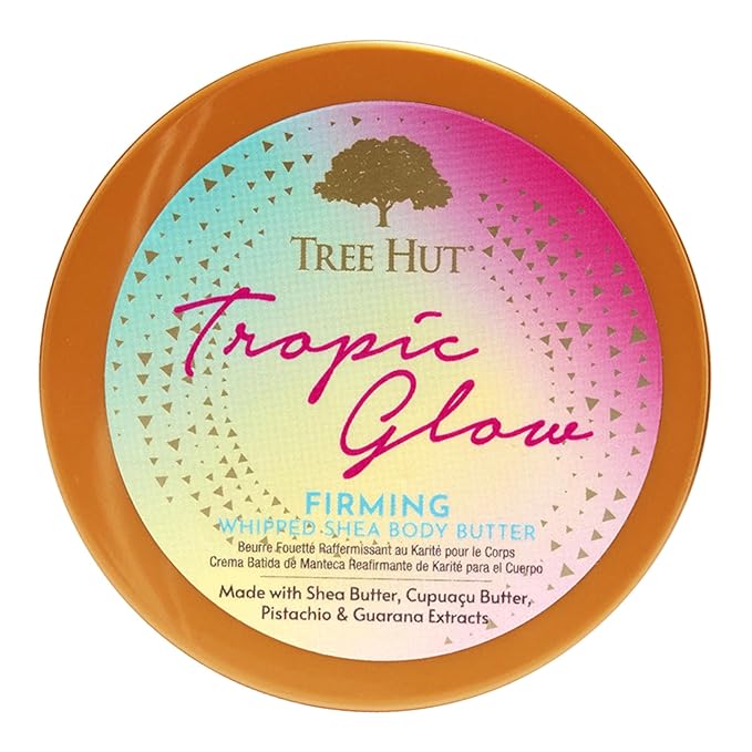 Tree Hut Tropic Glow Whipped Body Butter, Warm Scent with Almond, Golden Amber, and Australian Sandalwood, Long-Lasting Hydration for Soft, Glowing Skin, 8.4 oz