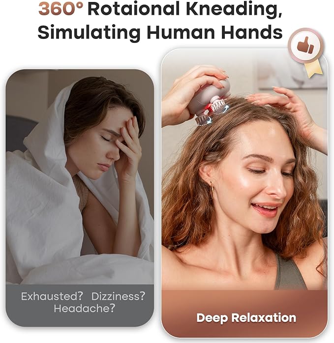 arboleaf Scalp Massager Kneading Head Massager Scalp Stress Relax Portable Rechargeable Hair Massager Shower Massage Waterproof Cat Massager Scratcher,Gift for Mom Dad